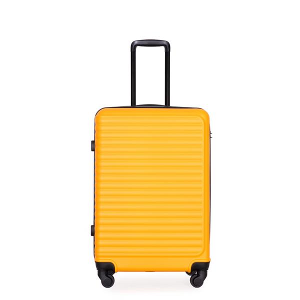 3 Piece Luggage Sets ABS Lightweight Suitcase with Two Hooks, Spinner Wheels, TSA Lock, (20/24/28) ORANGE