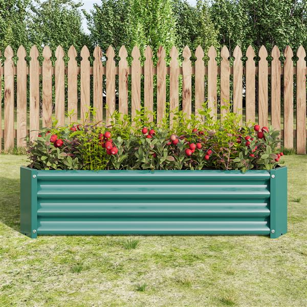 Metal Raised Garden Bed, Rectangle Raised Planter 4×2×1ft  for Flowers Plants, Vegetables Herb Veezyo Green