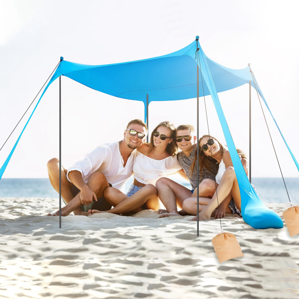 Beach Tent Canopy Pop Up Shade 10x10ft Sun Shelter Portable Family UPF50+ with 4 Sandbags-4 Aluminum Poles-4 x Ropes-Carrying Bag for Outdoor Camping Fishing Backyard Picnic（No shipments on weekends）