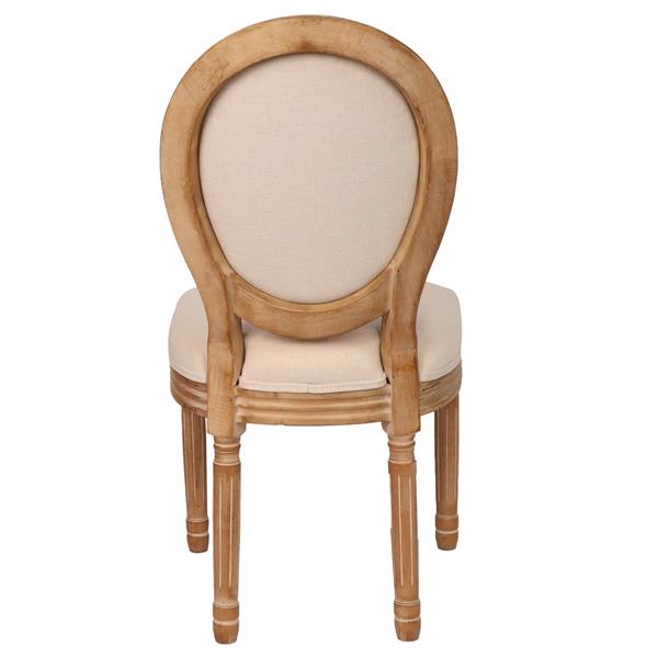 French Country Dining Chairs with Round Back Set of 2, Upholstered, Solid Wood Legs, Side Chairs for Living Room, Wedding Event- Cream