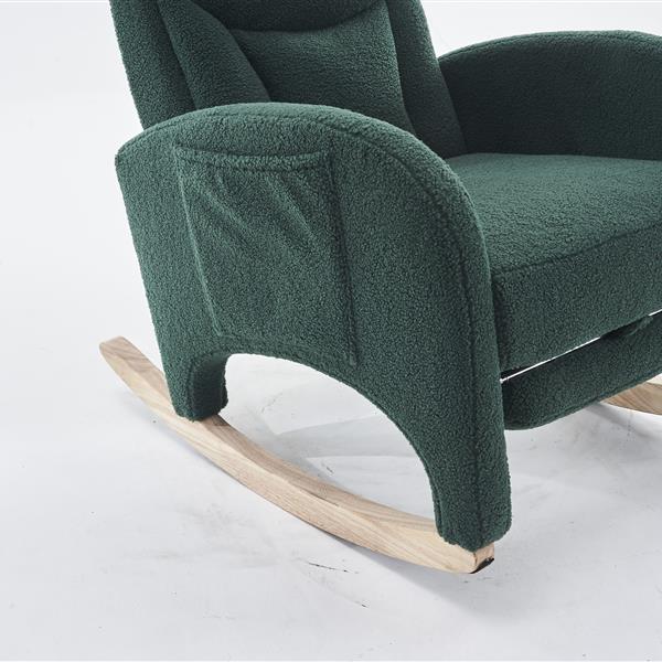 052-Teddy Fabric Nursery Rocking Chair With Adjustable Footrest,Green