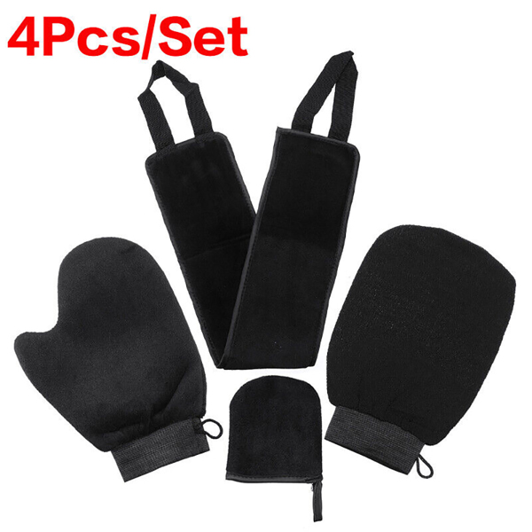 4Pcs/Set Back Body Cleaning Glove Self Tanning Mitt Fake Tan Applicator Gloves Q