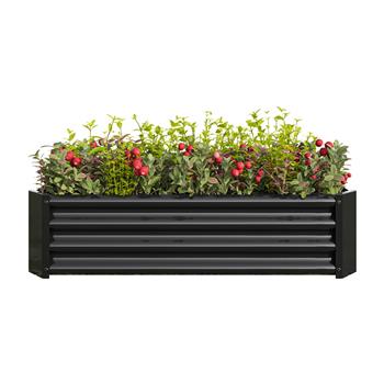 Metal Raised Garden Bed, Rectangle Raised Planter 4×2×1ft  for Flowers Plants, Vegetables Herb Veezyo Black