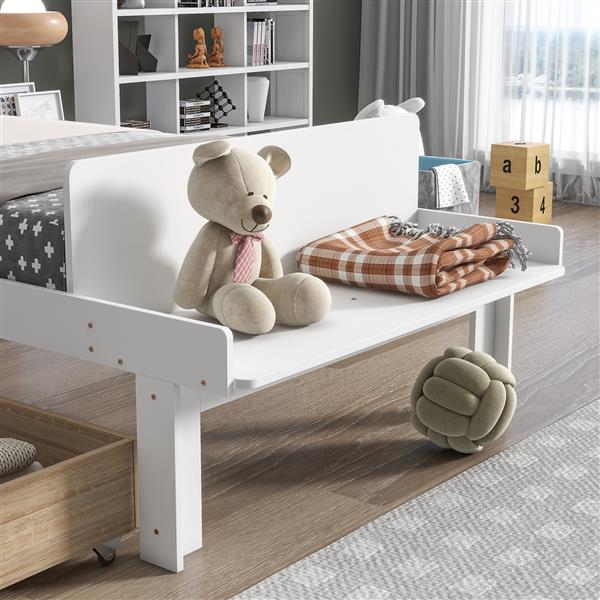 Twin Bed with Footboard Bench,2 drawers,White