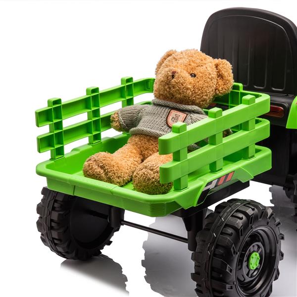 Ride on Tractor with Trailer,12V Battery Powered Electric Tractor Toy w/Remote Control,electric car for kids,Three speed adjustable,Power display, USB,MP3 ,Bluetooth,LED light,Two-point safety belt