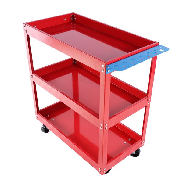 Tool Cart on Wheels, 3 Tier Rolling Mechanic Tool Cart, Heavy Duty Steel Utility Cart w/Lockable Wheels, 450 LBS Capacity Industrial Service Cart for Garage, Warehouse, Workshop (Bright Red)