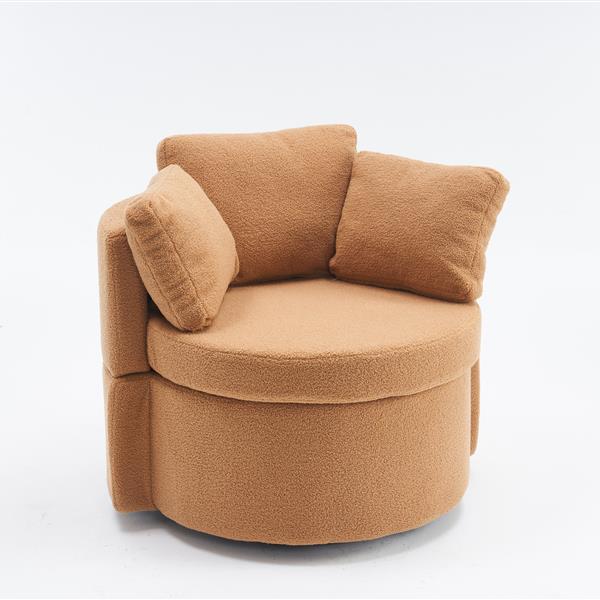 Fabric Swivel And Storage Chair With Back Cushion For Living Room,Khaki