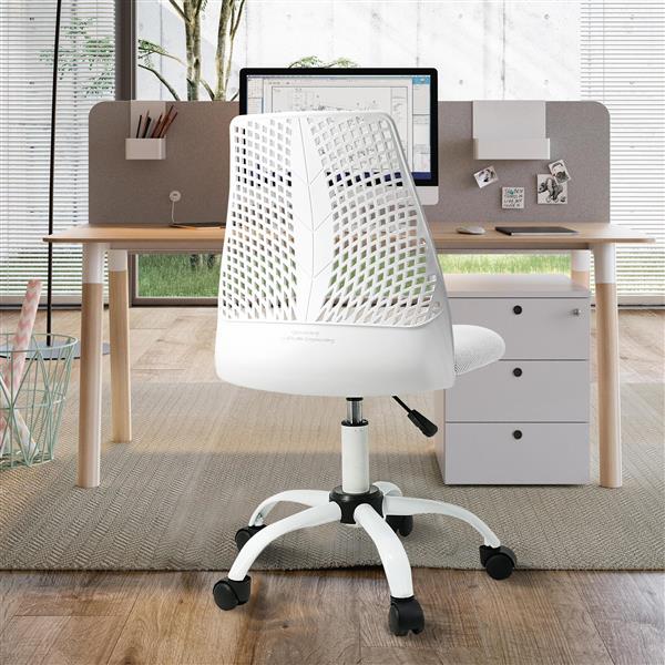 Armless Ergonomic Office and Home Chair with Supportive Cushioning, White