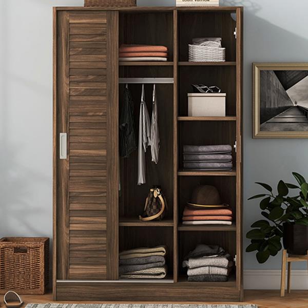 3-Door Shutter Wardrobe with shelves, Walnut