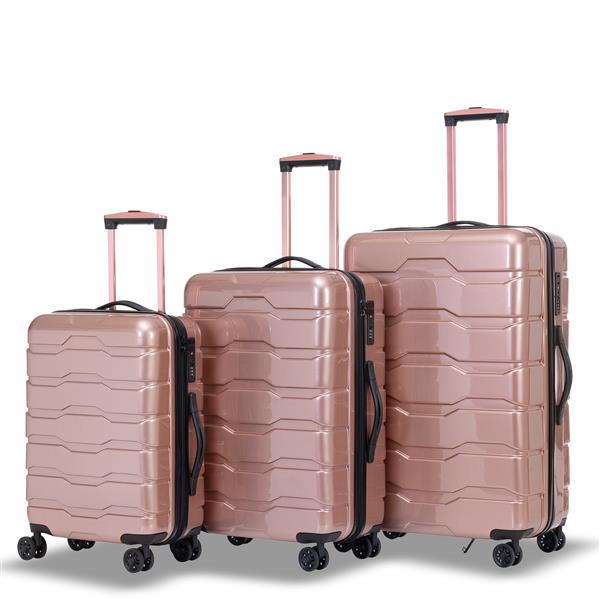 Luggage Sets ABS+PC Hardshell 3pcs Clearance Luggage Hardside Lightweight Durable Suitcase sets Spinner Wheels Suitcase with TSA Lock (20/24/28), RoseGold