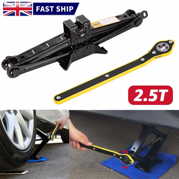 2.5T Scissor Jack + Extendable Wheel Wrench Brace Socket Car Van Tire Hand Tool