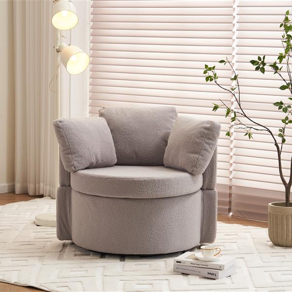 Fabric Swivel And Storage Chair With Back Cushion For Living Room,Light Gray