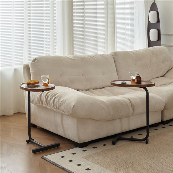 Brown C-shaped Side Table, Small Sofa Table for Living room