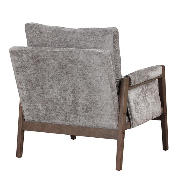 Mid-Century Modern Velvet Leisure Chair with Solid Wood and Thick Seat Cushion for Living Room,Bedroom,Studio,Grey