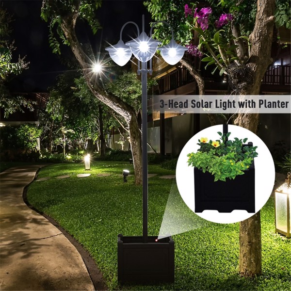 3-head Solar Lamp/Street Light /Outdoor Ready LED Lighting  -AS ( Amazon Shipping)（Prohibited by WalMart）