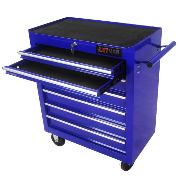 7 DRAWERS MULTIFUNCTIONAL TOOL CART WITH WHEELS-BLUE