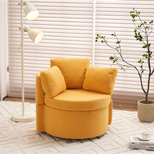 Fabric Swivel And Storage Chair With Back Cushion For Living Room,Yellow