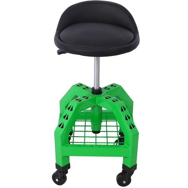 Pneumatic 360 Degree Swivel Stool, Mechanics Rolling Creeper Seat, Heavy Duty Rolling Mechanics Stool, Shop Stool with Casters green