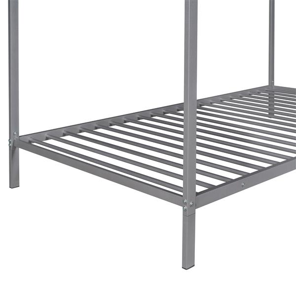 House Bed Frame Twin Size , Kids Bed Frame Metal  Platform Bed  Floor Bed for Kids Boys Girls No Box Spring Needed Silver