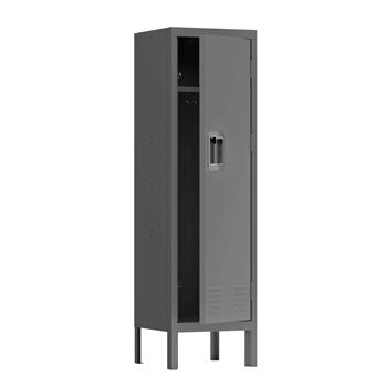 1 Door Tall Single Metal Locker-Retro Style Storage Cabinet--Industrial Furniture--For Living Room/Bedroom/Storage Room/Gym/School--Grey