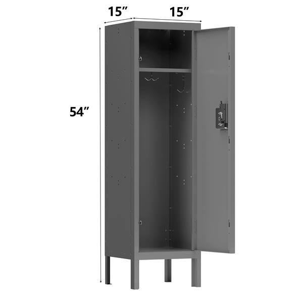 1 Door Tall Single Metal Locker-Retro Style Storage Cabinet--Industrial Furniture--For Living Room/Bedroom/Storage Room/Gym/School--Grey