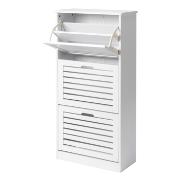 3-bucket louvered shoe cabinet