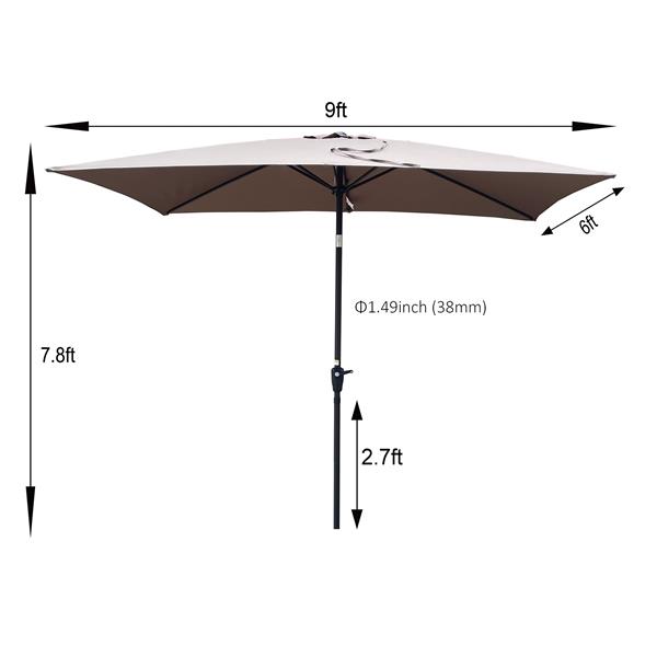 6 x 9ft  Patio Umbrella Outdoor  Waterproof Umbrella with Crank and Push Button Tilt without flap for Garden Backyard Pool  Swimming Pool Market