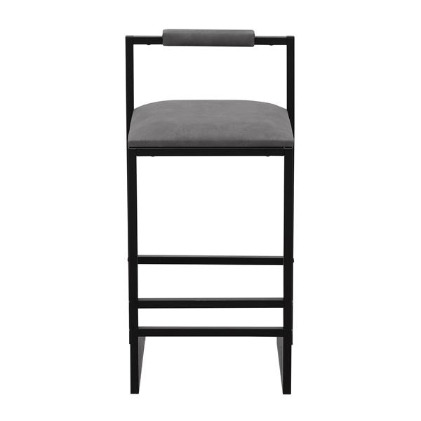 Set of 2 Counter Height Barstools Kitchen Island Stools with Back Modern Armless Metal Legs & PU Gray Upholstered Chairs (Gray with Back)