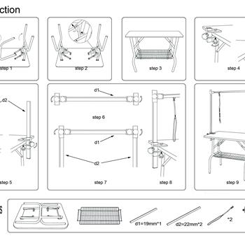 36\\" Folding Dog Pet Grooming Table Stainless Steel Frame Rubber Mat on Board with Adjustable Arm and Clamps pet dog Cat Grooming Table (PURPLE COLOR)