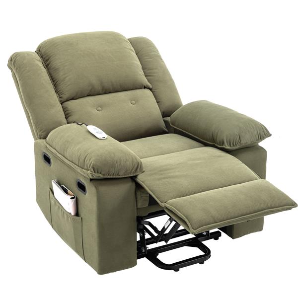 Massage Recliner,Power Lift Chair for Elderly with Adjustable Massage and Heating Function,Recliner Chair with Infinite Position and Side Pocket for Living Room ,Green