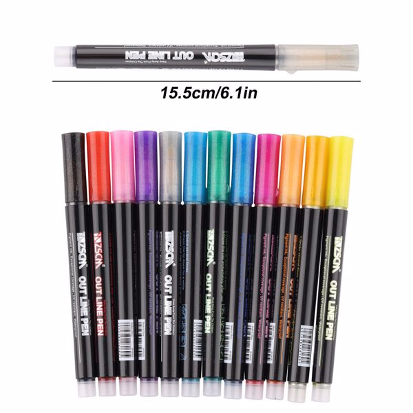 Drawing Marker Pens Double Line Outline Pens 21 Color Self Outline Metallic.