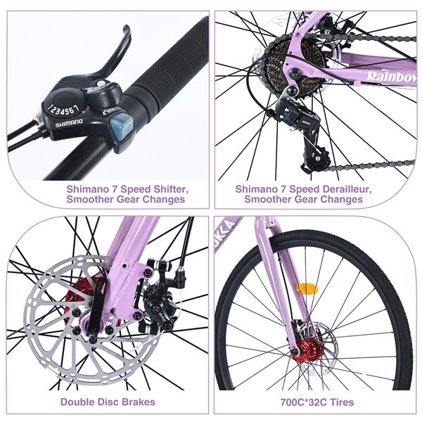 7 Speed Hybrid bike Disc Brake 700C Road Bike For men women's City Bicycle