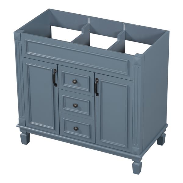 36'' Bathroom Vanity without Top Sink, Royal Blue Cabinet only, Modern Bathroom Storage Cabinet with 2 Soft Closing Doors and 2 Drawers(NOT INCLUDE BASIN SINK)