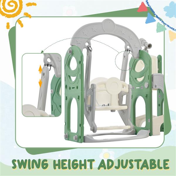 Toddler Slide and Swing Set 5 in 1, Kids Playground Climber Slide Playset with Telescope,  Combination for Babies Indoor & Outdoor