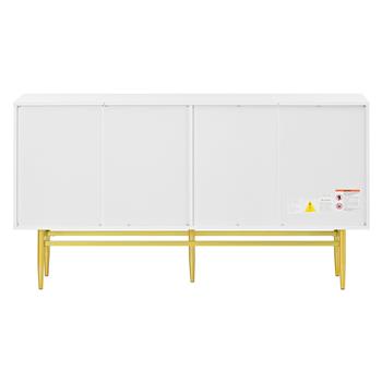 Modern Elegant 4-door Sideboard Gold Metal Handle Buffet Cabinet for Dining Room, Living Room, Bedroom, Hallway (White)