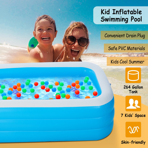 Inflatable Swimming Pools Inflatable Lounge Pool for Kids Baby Adult Inflatable Water Ball Pool for Outdoor Garden Backyard Summer Water Party 120*72*24in（No shipments on weekends）