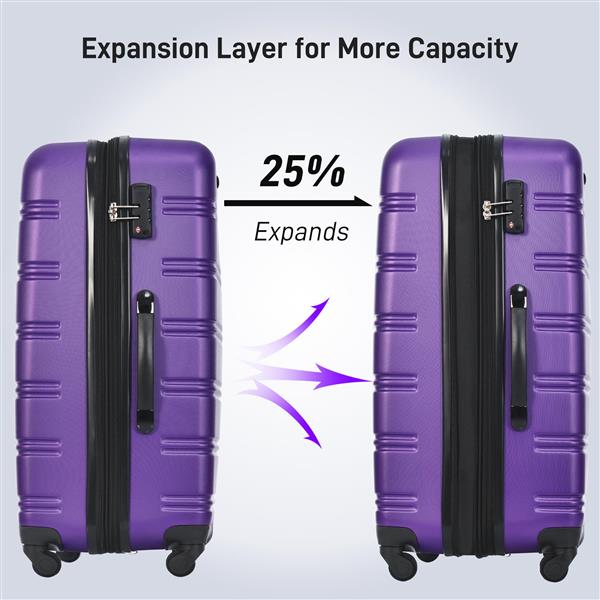 Hardshell Luggage Sets 2Pcs + Bag Spinner Suitcase with TSA Lock Lightweight 20" + 28"