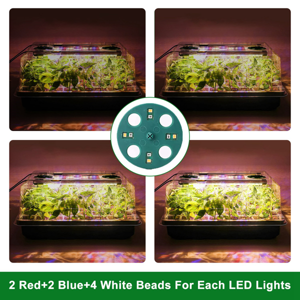 2Pcs 40 Cells Seed Starter Tray Plant Grow Light with 4 Adjustable Brightness Automatic Timing Setting Humidity Dome Plant Germination Garden(No shipments on weekends)