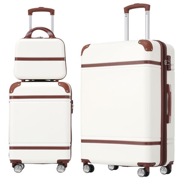 Hardshell Luggage Sets 3 Pieces 20"+28" Luggages and Cosmetic Case Spinner Suitcase with TSA Lock  Lightweight