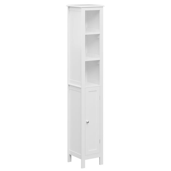 66.92" Tall Bathroom Storage Cabinet with Adjustable Shelves,1 Doors Freestanding Cabinet with Anti-Tip, Open compartments, for Home, Small Spaces, Bathroom,Kitchen, Living Room, White