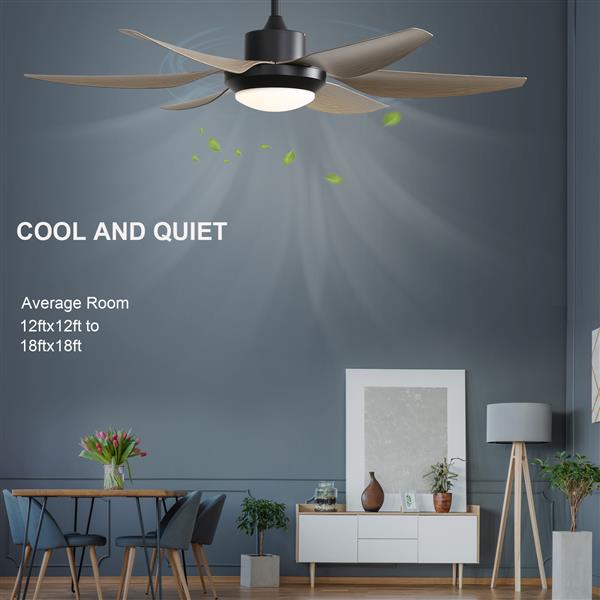 54 Inch Indoor Ceiling Fan With Dimmable Led Light ABS Blades Remote Control Reversible DC Motor For Living Room