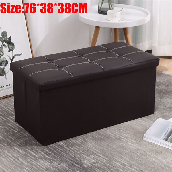 Large Seater Folding Storage Ottoman Pouffe Bench Seat Blanket Toy Chest Box UK