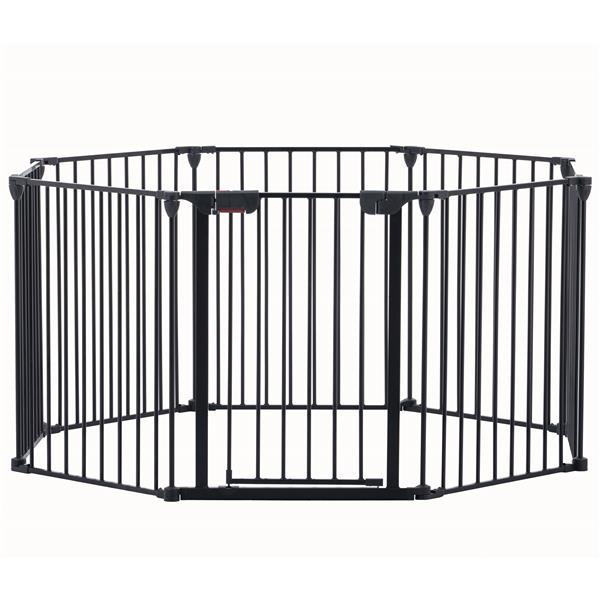 200" Adjustable Safety Gate 8 Panels Play Yard Metal Doorways Fireplace Fence Christmas Tree Fence Gate for House Stairs Gate prohibited area fence