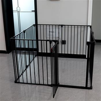 200\\" Adjustable Safety Gate 8 Panels Play Yard Metal Doorways Fireplace Fence Christmas Tree Fence Gate for House Stairs Gate prohibited area fence