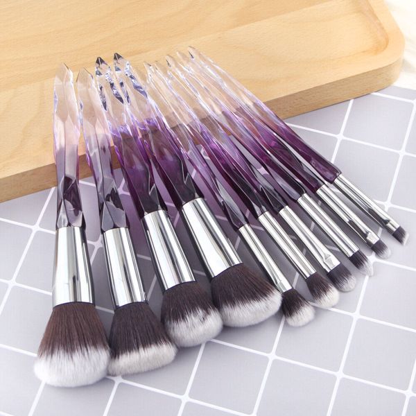 10Pcs Makeup Brushes Professional Big Powder Foundation Crystal Handle Brush UK