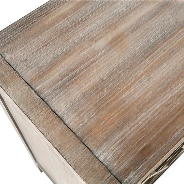 4 门木质斜纹餐柜 美式乡村复古旧式客厅餐厅门厅入口柜（棕色）-15