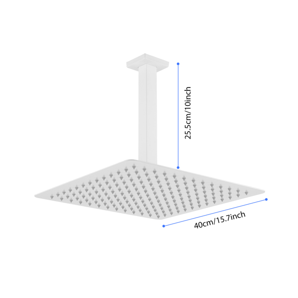 16 Inch High Pressure Rain Shower Head, 304 Stainless Steel Square Shower Head with Self-Cleaning Nozzle, Full Body Coverage