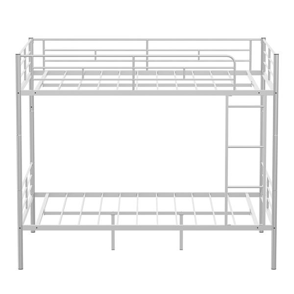 Metal Loft Bed Full Size, Heavy Duty Metal Loft Bed Frame with Dual Ladders & Safety Guardrail, No Box Spring Needed, Space-Saving Loft Bed for Juniors Teens Adults (silver)