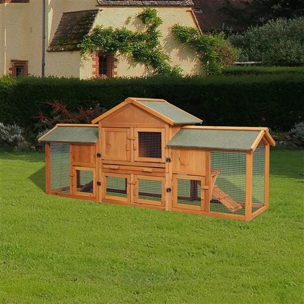 79.5" Extra Large Bunny Cage with 2 Runs House Small Animal Habitats for Guinea Pigs Hamster Removable Tray Two Tier Waterproof Roof Pet Supplies Cottage Poultry Pen Enclosure