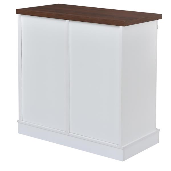 Bathroom Storage Cabinet, Freestanding Cabinet, Sliding Barn Door, Thick Top, Adjustable Shelf, White and Brown